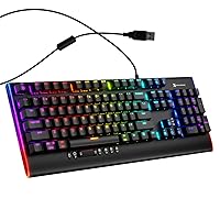 X9 RGB Mechanical Keyboard Gaming - Full Size USB Wired Mechanical Gaming Keyboard - Roller Bar, Metal Top Panel, Brown Switch - Mechanical RGB Keyboard