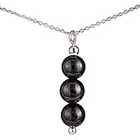 Black Tourmaline Jewelry - Black Tourmaline Necklaces for Women - Black Tourmaline Beads(natural) Necklace Pendant, Includes Italian Sterling Silver Chain. Handmade in the USA