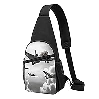 Sling Bag Crossbody for Women Fanny Pack World War 2 Aircraft Chest Bag Daypack for Hiking Travel Waist Bag