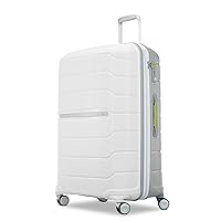 Samsonite Freeform Hardside Expandable with Double Spinner Wheels, Checked-Large 28-Inch, White/Grey