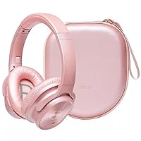 ZIHNIC Active Noise Cancelling Headphones, 40H Playtime Wireless Bluetooth Headset with Deep Bass Hi-Fi Stereo Sound,Comfortable Earpads for Travel/Home/Office (Rose Gold)