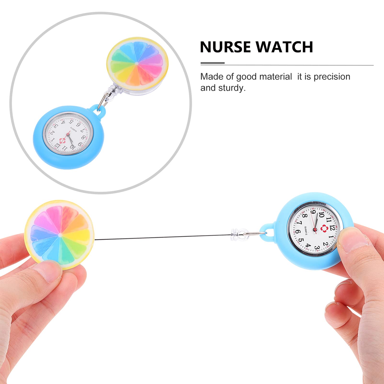 Hemobllo Retractable Nurse Watch with Lemon Slice Glass Lapel Watch Quartz Watch Clip On Watch with Second Hand Stethoscope Badge Fob Medical Pocket Watch Jewelry Gift Yellow