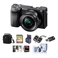 Sony Alpha a6400 Mirrorless Digital Camera with 16-50mm Lens - Bundle with Shoulder Bag, 32GB SD Card, Cleaning Kit, Card Reader, SD Card Case, Corel PC Software Kit, 40.5mm Filter Kit