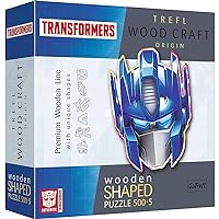 Trefl Transformers Wood Craft 500+5 Piece Jigsaw Puzzle Autobot: Optimus Prime Transformers Irregular Shapes, 50 Special Puzzles, Modern Premium Puzzle, for Adults and Children from 12 Years Old