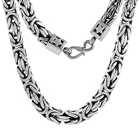 10mm Sterling Silver square BYZANTINE Chain Necklaces & Bracelets 10mm Thick Antiqued Nickel Free, 8-30 inch
