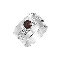 Black Onyx Gemstone 925 Sterling Silver Spinning Band Meditation Spinner Ring Silver Jewelry
