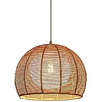 Creative Dome Hemp Rope Weave Hanging Light,Chinese Style Tea Room Restaurant Hanging Birdcage Lamps,Globe Ceiling Light Fixture Handmade with Twine,36×32cm
