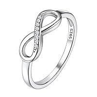 925 Sterling Silver High Polish Infinity Knot Rings, Engagement Wedding Band Cubic Zirconia Infinity Band Rings for Women Girls (with Gift Box)