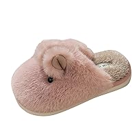 Womens House Slippers Fluffy Soft Slippers Fashion Winter Women Slippers Thick Bottom Flat Soft Warm Comfort Solid Color Slippers with Grippers for Women