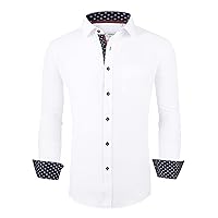 Alex Vando Mens Dress Shirt Wrinkle Free Regular Fit 4-Way Stretch Button Down Shirts