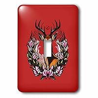 Arkansas Deer With Antlers And Apple Blossom Tattoo Art - Light Switch Covers (lsp-384040-1)