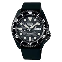 SEIKO SRPJ39 Watch for Men - 5 Sports - Horigome Limited Edition, with Automatic with Manual Winding Movement, Black Stainless Steel Case, Black Rotating Bezel, and Black Silicone Strap