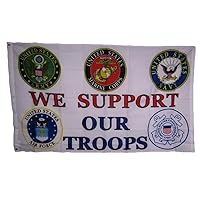 AES 3x5 We Support Our Troops 5 Branch U.S. Military 150D Polyester Flag 3'x5' House Banner Double Stitched Fade Resistant Premium Quality