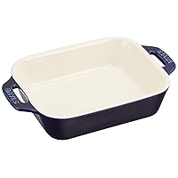 Staub 40508-583 Rectangular Dish, Grand Blue, 5.5 x 4.3 inches (14 x 11 cm), Ceramic Gratin Dish, Oven, Microwave Safe