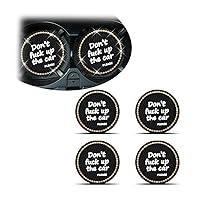 8sanlione Bling Car Cup Coaster, 4Pcs Don't Fuck up The Car Cup Holder, 2.75in Crystal Rhinestone Silicone Anti-Slip Insert Cup Mats, Universal Auto Interior Accessories (Black/Multicolor)