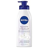 Sensitive and Radiant Body Lotion for Sensitive Skin, Unscented Body Lotion With Hypoallergenic Formula, 16.9 Fl Oz Pump Bottle