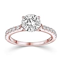 Engagement Ring Rose Gold Women's with Stone (15 Zirconia Stones) + Case Engraving 