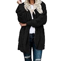 Winter Coats for Women Casual Fleece Jacket Women's Artificial Wool Plus Size Solid Color Sweatershirt Hooded