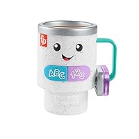 Fisher-Price Laugh & Learn Baby & Toddler Toy Wake Up & Learn Coffee Mug with Lights & Music for Ages 6+ Months, Multilanguage Version, HXF49