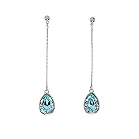 Faship Gorgeous Teardrop Rhinestone Crystal Dangling Earrings
