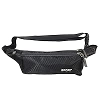 Waterproof Women & Men Unisex Waist Bag Zipper Pocket with Adjustable Strap Outdoors Sport Workout Traveling Running Hiking Cycling Gym (Black)