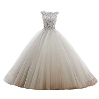Ball Gown High Neck Princess Lace Tulle Wedding Dress
