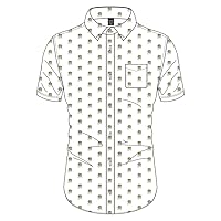 Queen Men's Crest Pattern (All Over Print) Dress Shirt White