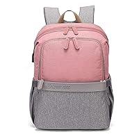 Diaper Bag Backpack, Nappy Bag with Insulated Pockets, Travel Pack With USB Charging Port (Grey And Pink)
