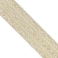JL 490 Jacquard Metallic Gold Waves on Beige Ribbon Trim for Sewing Crafting Home Decor 2-3/16'' (55m) x 3 Yard, DIY Sewing, Crafting, Home Décor Trim, Gold ivory