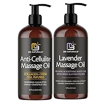 M3 Naturals Sore Muscle Anti Cellulite Massage Oil and Lavender Massage Oil Bundle