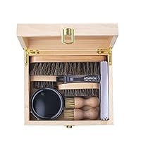 Wool Shoe Brush Set Beech Shine Shoes Maintenance and Care Set Shoe Polish Polish