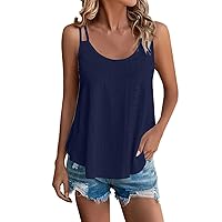 NBXNZWF Women's Tank Tops Eyelet Embroidery Sleeveless Spaghetti Strap Flowy Scoop Neck Camisole Casual 2024 Summer Tanks