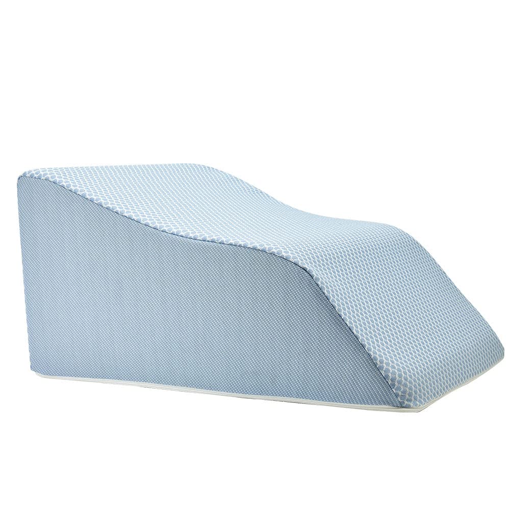 Lounge Doctor Elevating Leg Rest Pillow with Memory Foam, Uniquely Designed Incline Wedge for Vein Circulation, Leg Swelling, Lymphedema,Leg and Back Pain, Relaxation, Light Blue, 24