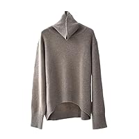 100% Cashmere Sweater Loose Turtleneck Solid Beige White Brown Winter Women Long Sleeve Pullovers
