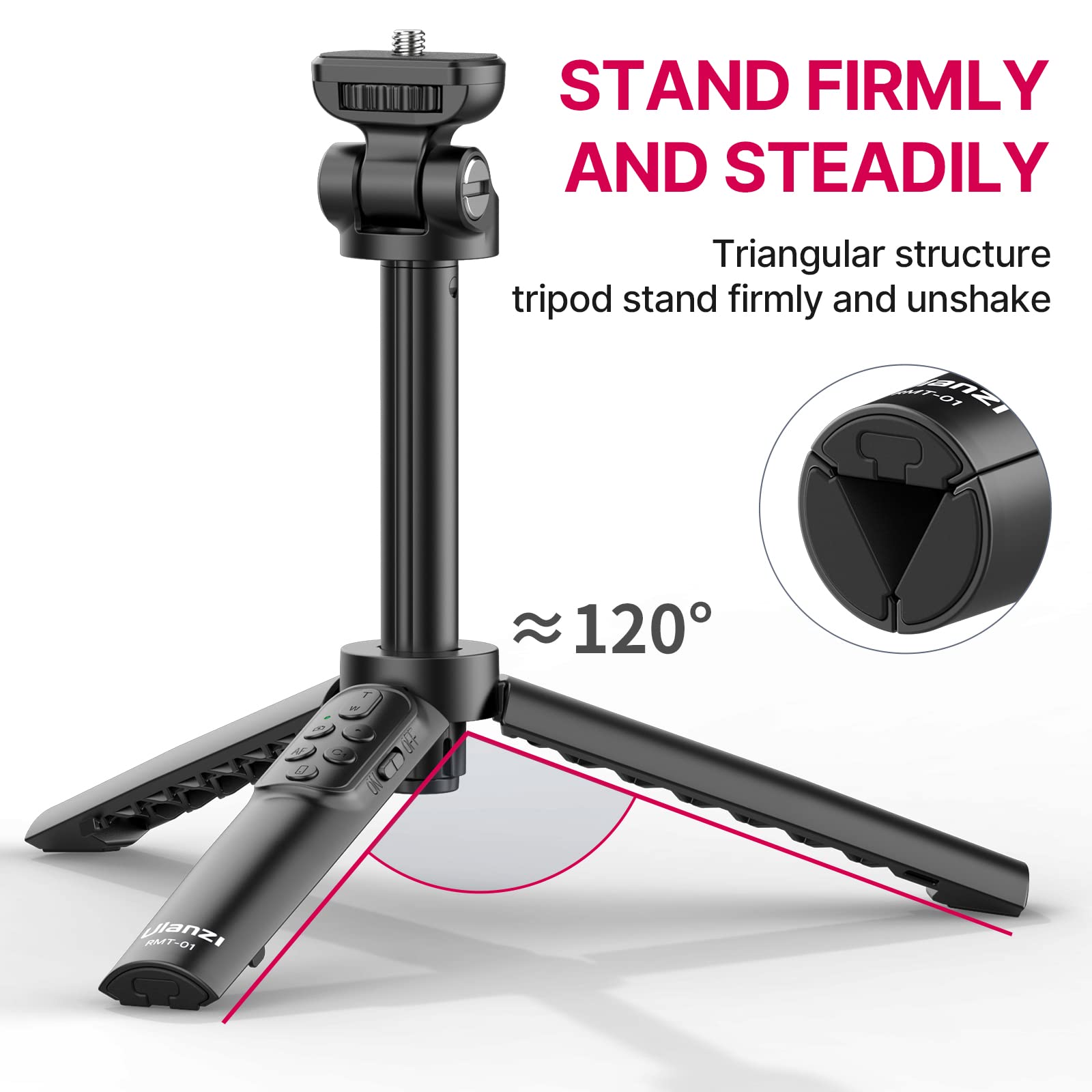 ULANZI RMT-01 Wireless Shooting Grip and Tripod for Sony, Canon, Nikon, and Other Vlog Cameras or Smartphones, Selfie Video Recording Vlogging Accessories for Content Creators and Vloggers