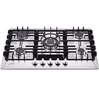 30 Inch Gas Cooktop, Built-in Stainless Steel Gas Stovetop 5 High Efficiency Burners Gas Stove LPG/NG Convertible Gas Hob Thermocouple Protection…