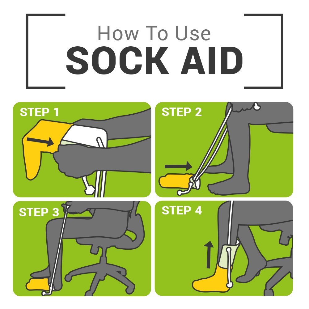 BodyHealt Sock Aid - Deluxe White Sock Assist & Sock Helper - easy on & Off Sockhorn - Sock-Aide Device - Sock Tool for Elderly, Senior, Pregnant, Diabetics - Sockpullers - Extends Reachup To 33