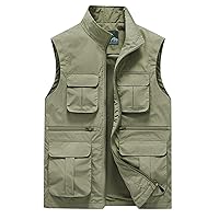 Mens Vests Winter Cargo Vest Outdoor Lightweight Multi-Pocketed Fishing Casual Travel Work Photo Vest Outerwear