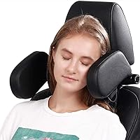 Car Headrest Pillow, Memory Foam Road Pal Headrest, Adjustable Car Seat Head Neck Support Pillow for Kids and Passenger - Sleep Better on Long Trips (Black)