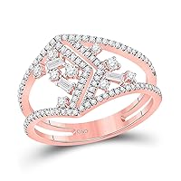 The Diamond Deal 14kt Rose Gold Womens Baguette Diamond Scattered Negative Space Band Ring 3/8 Cttw