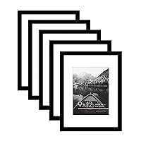 Americanflat 9x12 Picture Frame Set of 5 in Black - Use as 6x8 Picture Frame with Mat or 9x12 Frame Without Mat - Picture Frames Collage Wall Decor with Plexiglass Cover - Gallery Wall Frame Set