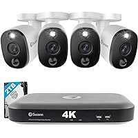 Swann Home Security Camera System with 2TB HDD, 8 Channel 4 Cam, 4K Ultra HD DVR, Indoor/Outdoor Wired Surveillance CCTV, Color Night Vision, Heat/Motion Warning Light, Alexa + Google, SWDVK-855804WL