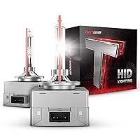 D3S HID Headlights, 400% Brightness HID Bulbs, 6000K Diamond White Xenon Replacement Bulbs, Metal Snap Ring and Base HID Lights, Pack of 2