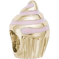 Cupcake Bead w/Pink Color Charm (Choose Metal) by Rembrandt