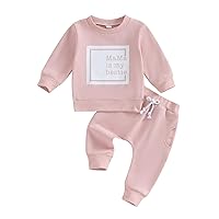 Lesimsam Toddler Baby Boy Girl Clothes Mama Is My Bestie Crewneck Sweatshirt Top and Pants Set 2 Piece Fall Winter Outfits