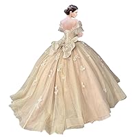Mauuwy Princess Quinceanera Dress 2024 Bow Butterfly Applique Bead Crystal Birthday Prom Sweet 16 Gown Vestidos De 15 Anos