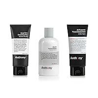 Anthony Press Reset Trio, Deep Pore Cleansing Clay, Glycolic Facial Cleanser and All-Purpose Facial Moisturizer