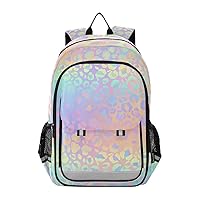 ALAZA Leopard Print Cheetah Rainbow Gradient Laptop Backpack Purse for Women Men Travel Bag Casual Daypack with Compartment & Multiple Pockets