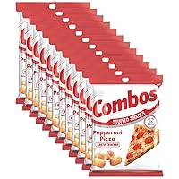 COMBOS Pepperoni Pizza Cracker Baked Snacks 6.3-Ounce Bag (Pack of 12)