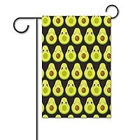 Cute Avocado Characters Cute Welcome Spring Garden Flag 12x18 Inch Yard Outdoor Flags Double Sided Outdoor